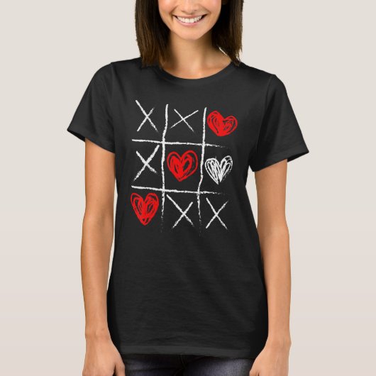 Valentine's Day Tic Tac Toe Valentine Cute Heart T-Shirt (Vorderseite)