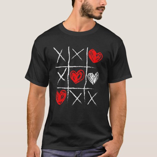 Valentine's Day Tic Tac Toe Valentine Funny Cute H T-Shirt (Vorderseite)
