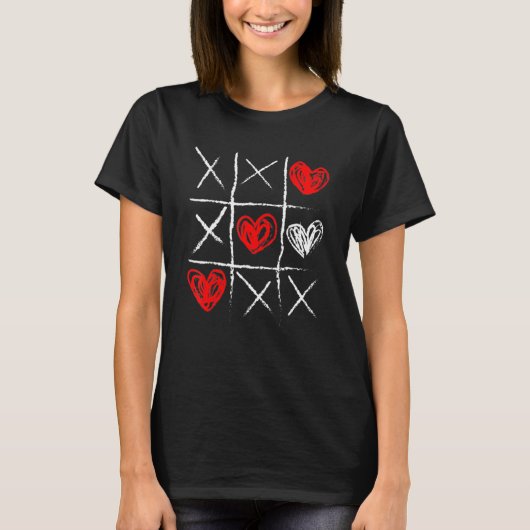 Valentine's Day Tic Tac Toe Valentine Funny Cute H T-Shirt (Vorderseite)