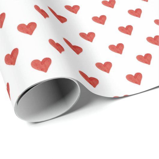 Valentine's Day Tiny Red Hearts Scattered Geschenkpapier (Rolleneckpunkt)