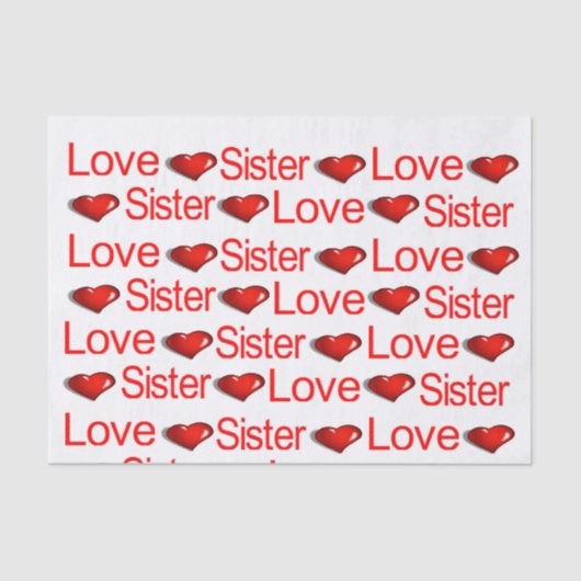 Valentine's Day Tissue Liebe SisterRed Hearts Seidenpapier (Vorderseite)