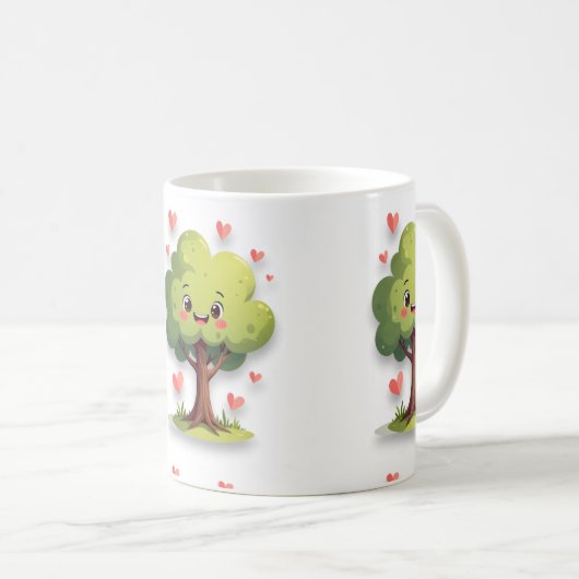 Valentine's Day Tree Red Hearts Mugs Kaffeetasse (VorderseiteRechts)