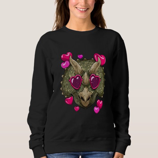 Valentines Day Triceratops Heart Couples Love Day  Sweatshirt (Vorderseite)