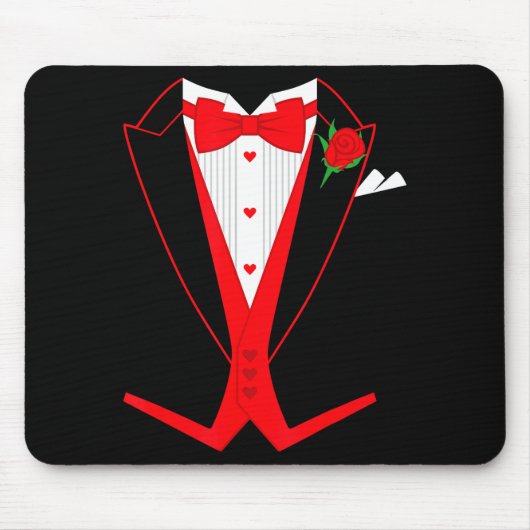 Valentine's Day Tuxedo Red Bow Tie Costume For Guy Mousepad (Vorne)