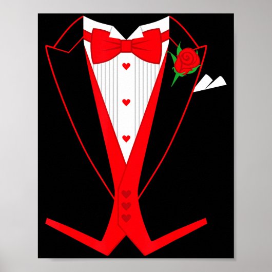 Valentine's Day Tuxedo Red Bow Tie Costume For Guy Poster (Vorne)