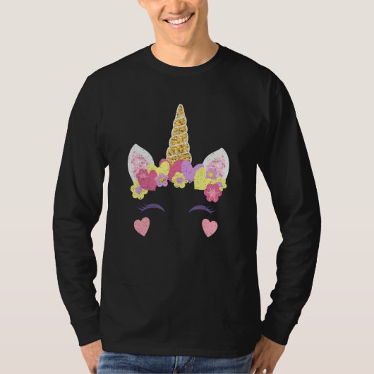 Valentine's Day Unicorn Face Hearts Cute Matching  T-Shirt (Vorderseite)