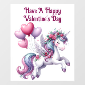 Valentine's Day Unicorn Window Cling Fensteraufkleber