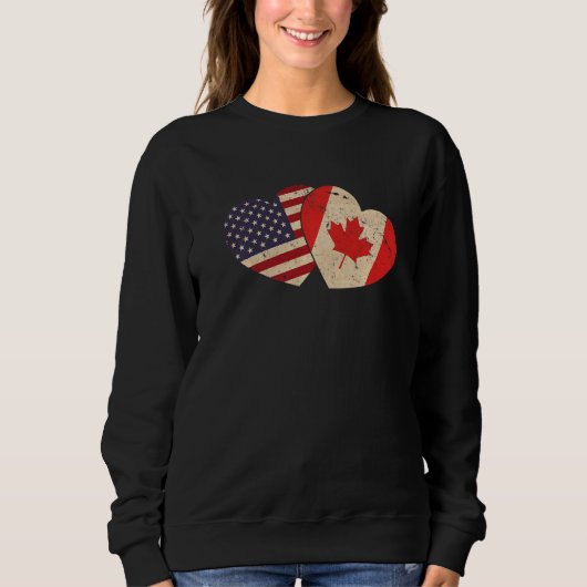 Valentines Day USA Flag American Canadian Heart Ca Sweatshirt (Vorderseite)