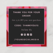 Valentine's Day Vielen Dank Red Girl Heart Gläser Quadratische Visitenkarte (Rückseite)