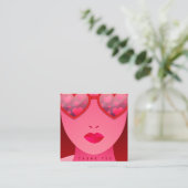 Valentine's Day Vielen Dank Red Girl Heart Gläser Quadratische Visitenkarte (Stehend Vorderseite)