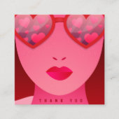 Valentine's Day Vielen Dank Red Girl Heart Gläser Quadratische Visitenkarte (Vorderseite)