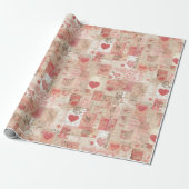 Valentine's Day Vintage Letters Wrapping Paper  Geschenkpapier (Ungerollt)