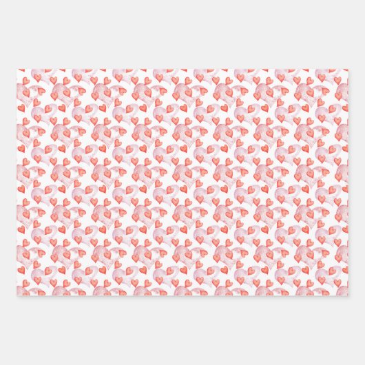 Valentine's Day Wasserfarbe Herz Cupcakes Ballon Geschenkpapier Set (Vorderseite 3)