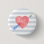 Valentine's Day Wasserfarben - Heart Arrow Streife Button (Vorderseite)