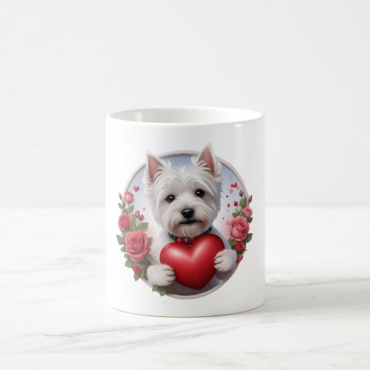 Valentine's Day Westie with heart Kaffeetasse (Mittel)