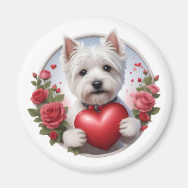 Valentine's Day Westie with heart Magnet