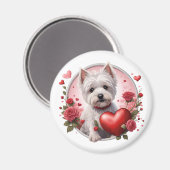 Valentine's Day Westie with heart Magnet (Vorderseite/Rückseite)