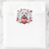 Valentine's Day Westie with heart Runder Aufkleber (Tasche)