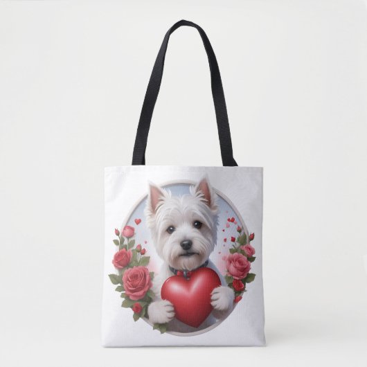 Valentine's Day Westie with heart Tasche (Vorderseite)