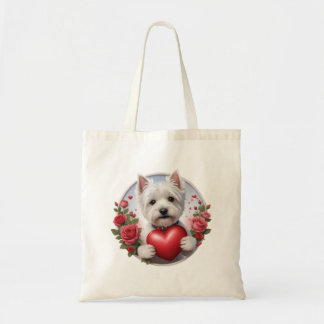 Valentine's Day Westie with heart Tragetasche