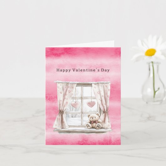 Valentine's Day Window Hearts Teddy Bear Love Karte (Kleine Pflanze)