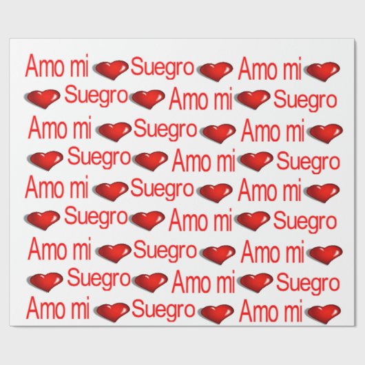 Valentine's Day Wrapping Paper Amo mi Suegro Geschenkpapier (Flach)