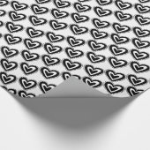 Valentine's Day Wrapping Paper Black & Whit Hearts Geschenkpapier (Ecke)