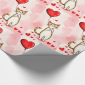 Valentine's Day Wrapping Paper Cat Red Hearts Geschenkpapier (Ecke)