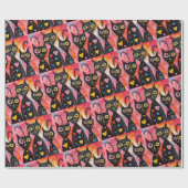 Valentine's Day Wrapping Paper Cats Hearts Geschenkpapier (Flach)