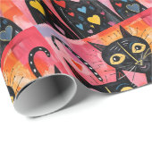 Valentine's Day Wrapping Paper Cats Hearts Geschenkpapier (Rolleneckpunkt)
