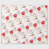 Valentine's Day Wrapping Paper Dog Red Hearts Geschenkpapier (Flach)