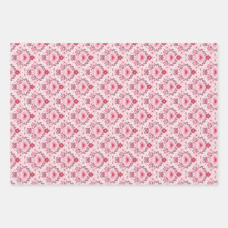 Valentines Day Wrapping Paper Flat Sheet Set of 3  Geschenkpapier Set