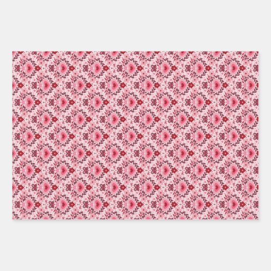 Valentines Day Wrapping Paper Flat Sheet Set of 3 Geschenkpapier Set (Vorderseite 2)