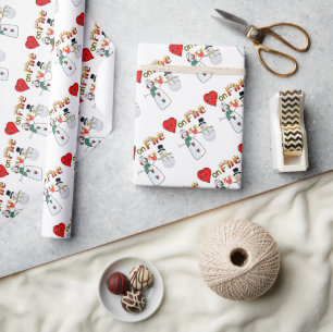 Valentine's Day Wrapping Paper Heart Fire Snowman Geschenkpapier