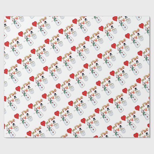 Valentine's Day Wrapping Paper Heart Fire Snowman Geschenkpapier (Flach)