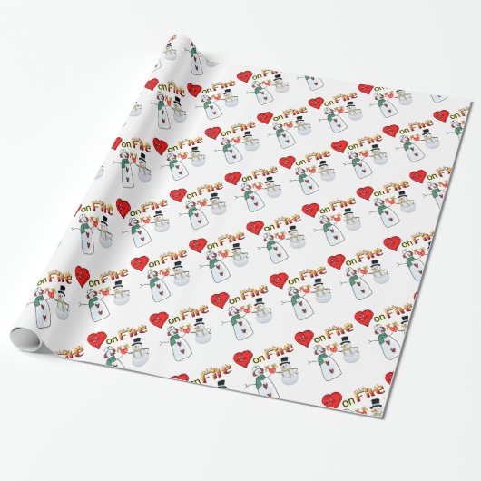 Valentine's Day Wrapping Paper Heart Fire Snowman Geschenkpapier (Ungerollt)