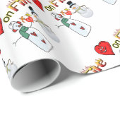 Valentine's Day Wrapping Paper Heart Fire Snowman Geschenkpapier (Rolleneckpunkt)