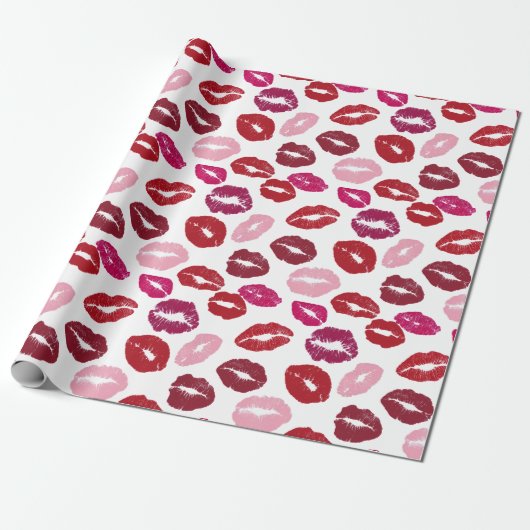 Valentine's Day Wrapping Paper | Kisses Pattern Geschenkpapier (Ungerollt)