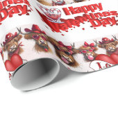 Valentine's Day Wrapping Paper Kuh Red Hearts Geschenkpapier (Rolleneckpunkt)