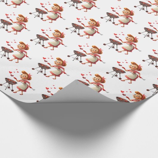 Valentine's Day Wrapping Paper Lady Red Hearts Geschenkpapier (Ecke)