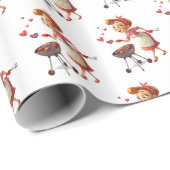 Valentine's Day Wrapping Paper Lady Red Hearts Geschenkpapier (Rolleneckpunkt)