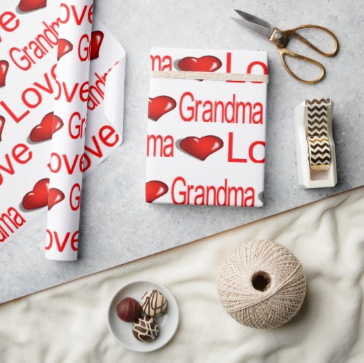 Valentine's Day Wrapping Paper Liebe Oma Herz Geschenkpapier (Kunsthandwerk)