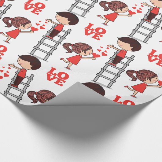 Valentine's Day Wrapping Paper Love Ladder Hearts Geschenkpapier (Ecke)