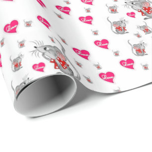 Valentine's Day Wrapping Paper Mäuse Geschenkpapier