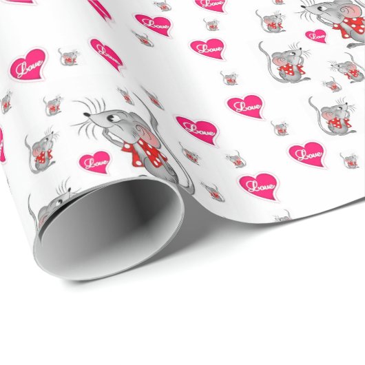 Valentine's Day Wrapping Paper Mäuse Geschenkpapier (Rolleneckpunkt)