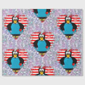 Valentine's Day Wrapping Paper Pinguin Hearts Geschenkpapier (Flach)