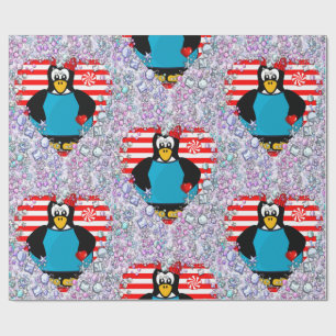 Valentine's Day Wrapping Paper Pinguin Hearts Geschenkpapier