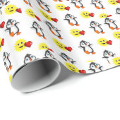 Valentine's Day Wrapping Paper Pinguin Hearts Geschenkpapier (Rolleneckpunkt)