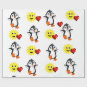 Valentine's Day Wrapping Paper Pinguin Hearts Geschenkpapier (Flach)