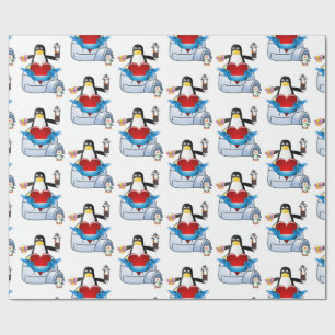 Valentine's Day Wrapping Paper Pinguin Hearts Geschenkpapier